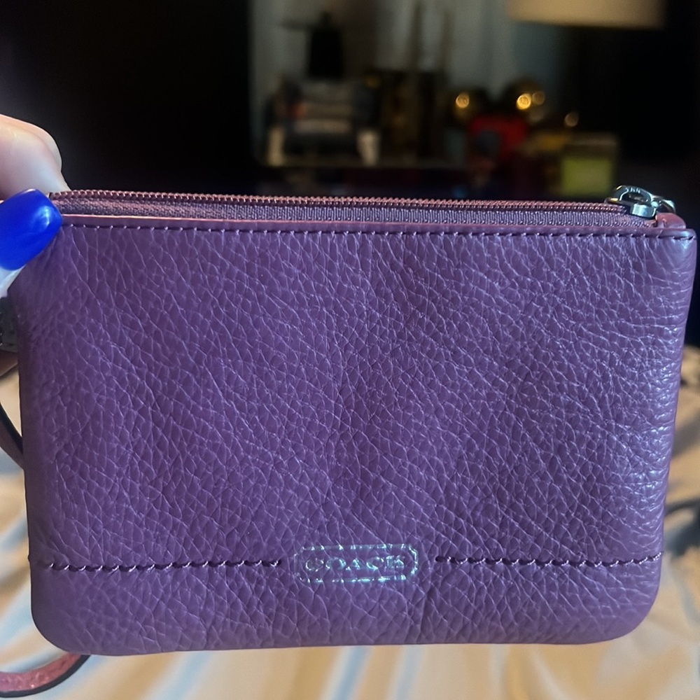 COACH®️ ‘Corner Zip Wristlet,’ Pebbled Violet Leather